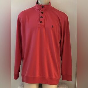 Izod Saltwater Mens Sweater Sweatshirt Size L Relaxed Quarter Button Long Sleeve